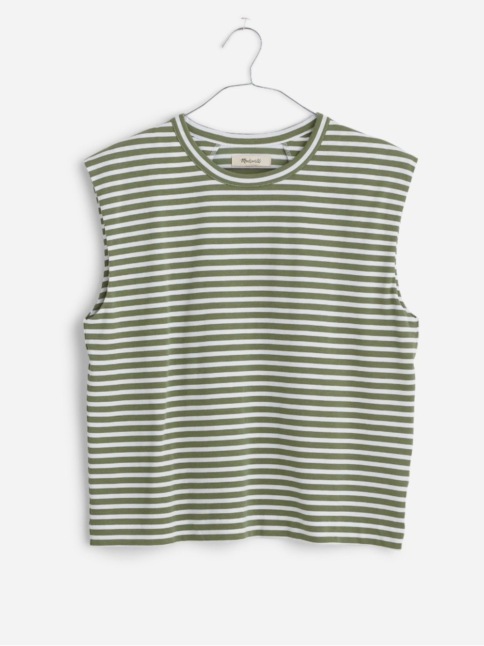 Madewell Structured Muscle Tee Olive Green Striped Size XS